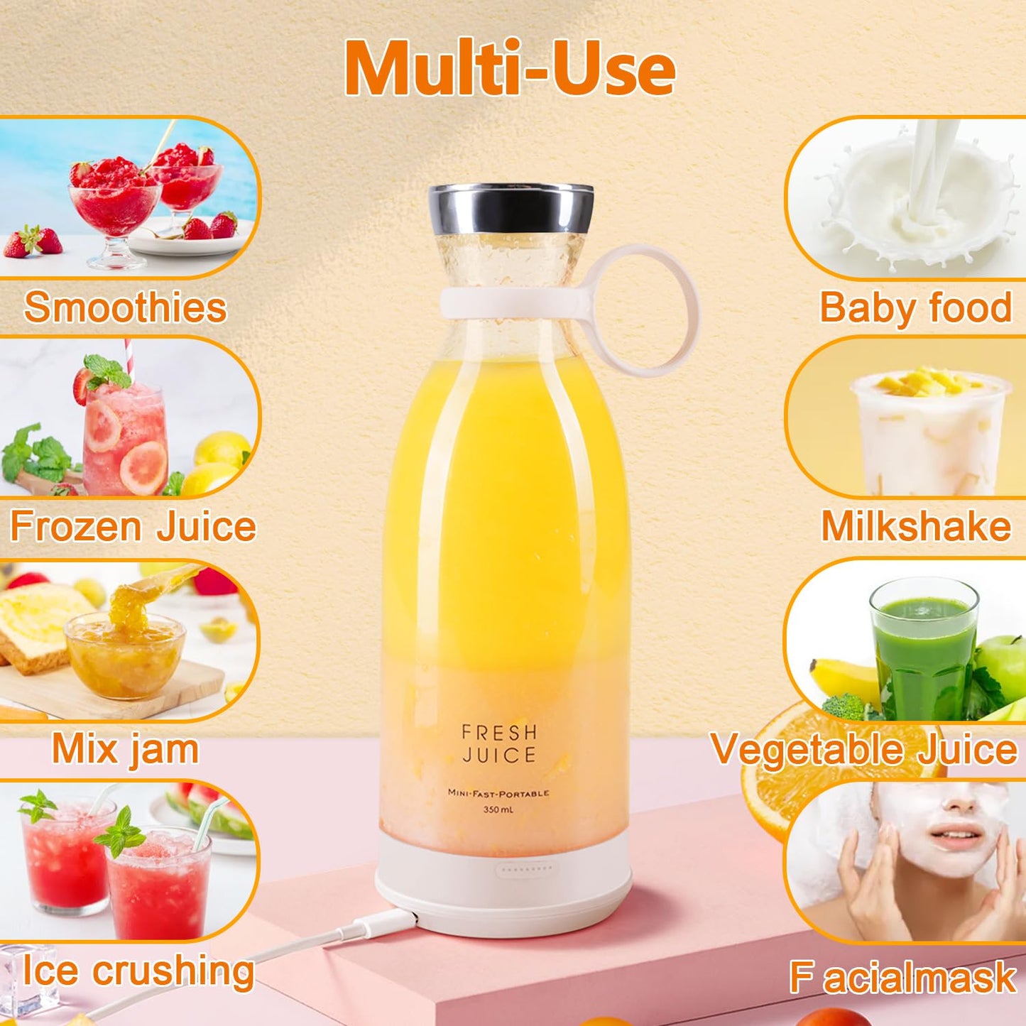 Portable USB Rechargeable Mini Juicer Blender